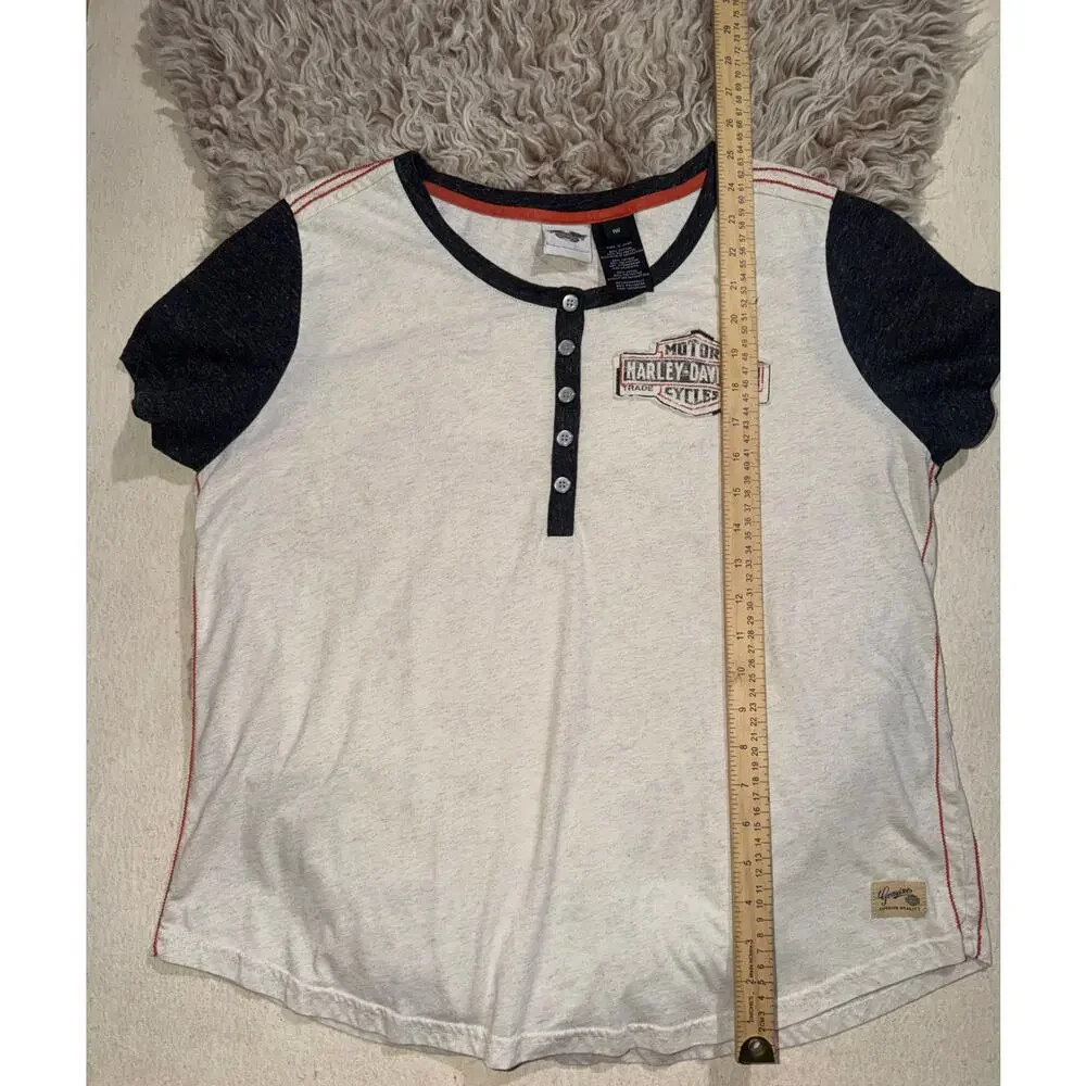 Harley Davidson women’s vintage cream & black short sleeve top - Picture 7 of 16